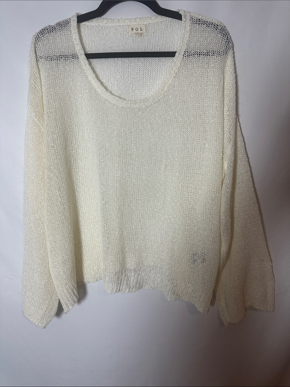 POL Cream Scoop Neck Lightweight Knit Sweater